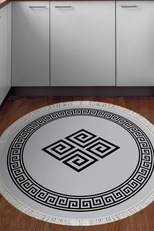 Alanur Home 656M-Trend-Yuvarlak Eko Trend Djt Haı Yıkanabilir Kaymaz Taban 656M Yuvarlak Modern Gri