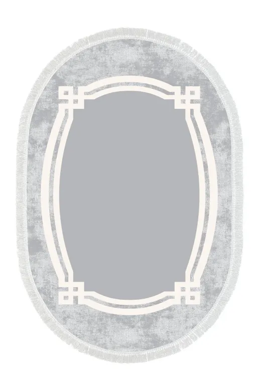 Alanur Home 657M-eko-klozet-oval-K-S-Oval Eko Trend Djt 2 Li Yıkanabilir Kaymaz Taban Oval Banyo Paspas 657M Modern Gri (60 X 100 - 50 X 60)