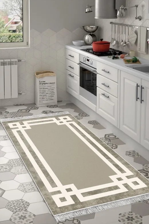 Alanur Home 657M-Trend-Banyo Eko Trend Djt Banyo Paspası Yıkanabilir Kaymaz Taban 657M Modern Camel