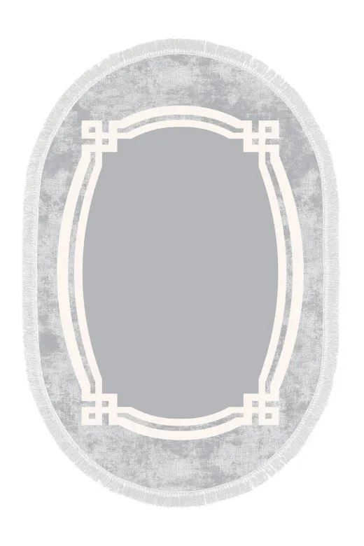 Alanur Home 657M-Trend-Banyo-Oval Eko Trend Djt Banyo Paspası Yıkanabilir Kaymaz Taban 657M Oval Modern Gri