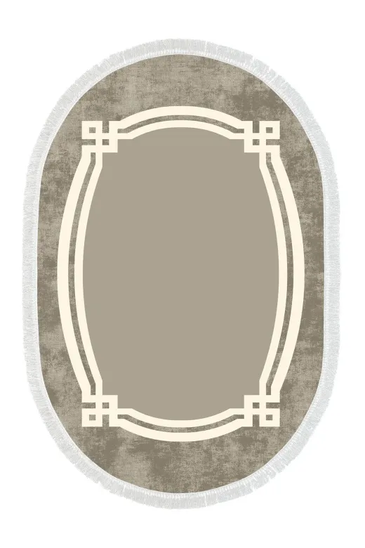 Alanur Home 657M-Trend-Banyo-Oval Eko Trend Djt Banyo Paspası Yıkanabilir Kaymaz Taban 657M Oval Modern Camel