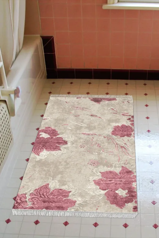 Alanur Home 660M-Trend-Banyo Eko Trend Djt Banyo Paspası Yıkanabilir Kaymaz Taban 660M Suluboya Pudra