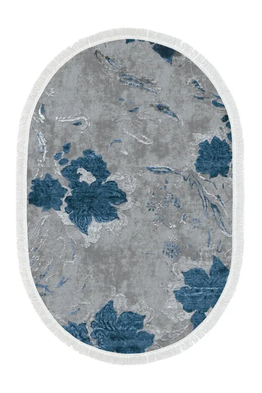 Alanur Home 660M-Trend-Banyo-Oval Eko Trend Djt Banyo Paspası Yıkanabilir Kaymaz Taban 660M Oval Suluboya Mavi