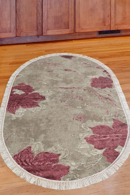 Alanur Home 660M-Trend-Banyo-Oval Eko Trend Djt Banyo Paspası Yıkanabilir Kaymaz Taban 660M Oval Suluboya Pudra