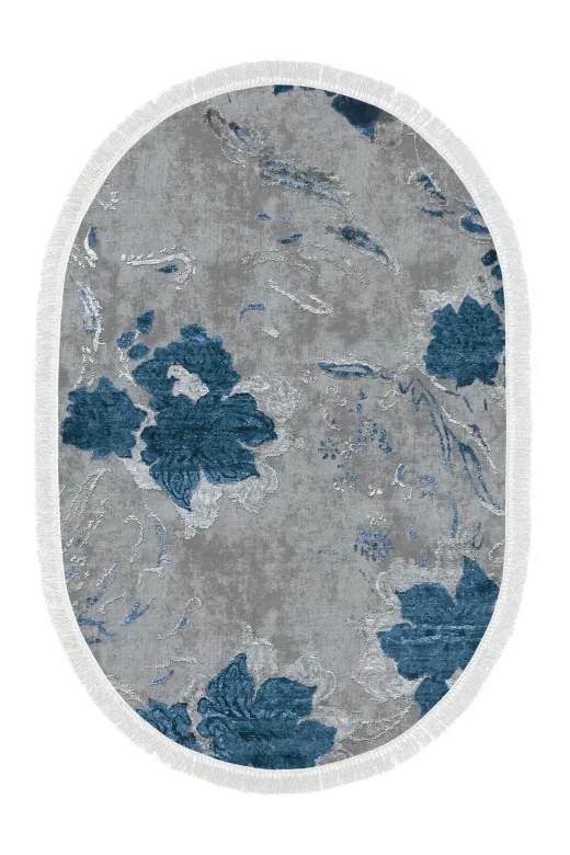 Alanur Home 660M-yatak-3-pcs-oval-K-S-Oval Eko Trend Djt Yıkanabilir Kaymaz Taban Oval 3 Lü Yatak Odası Takımı 660M Suluboya Mavi