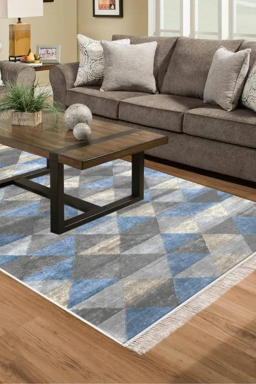 Alanur Home 661-Trend-2 Eko Trend Djt Halı Yıkanabilir Kaymaz Taban 661 Iskandinav Mavi