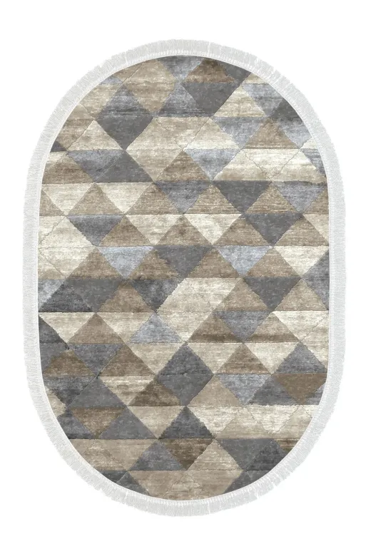 Alanur Home 661-Trend-Banyo-Oval Eko Trend Djt Banyo Paspası Yıkanabilir Kaymaz Taban 661 Oval Iskandinav Bej