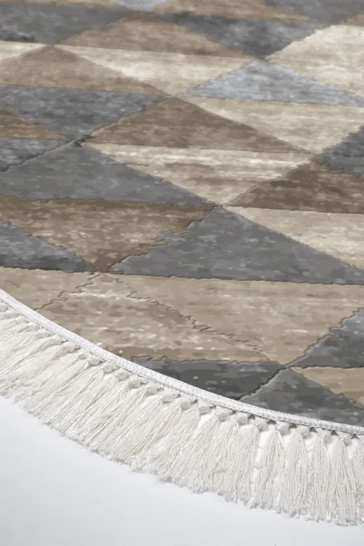 Alanur Home 661-Trend-Banyo-Oval Eko Trend Djt Banyo Paspası Yıkanabilir Kaymaz Taban 661 Oval Iskandinav Bej