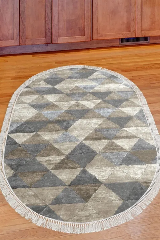 Alanur Home 661-Trend-Oval Eko Trend Djt Halı Yıkanabilir Kaymaz Taban 661 Oval Iskandinav Bej
