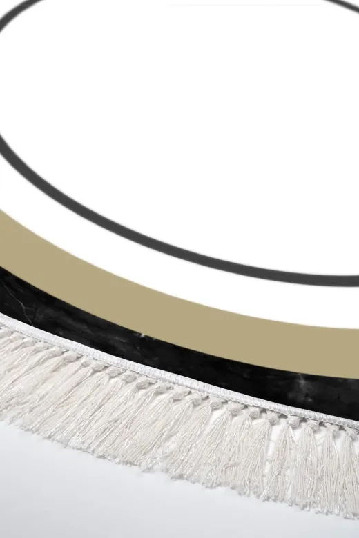 Alanur Home 673M-Trend-Banyo-Yuvarlak Eko Trend Djt Banyo Paspası Yıkanabilir Kaymaz Taban 673M Yuvarlak Bordürlü Krem