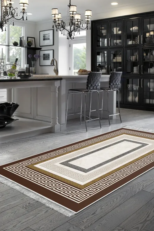 Alanur Home 675M-Trend-Banyo Eko Trend Djt Banyo Paspası Yıkanabilir Kaymaz Taban 675M Modern Gold