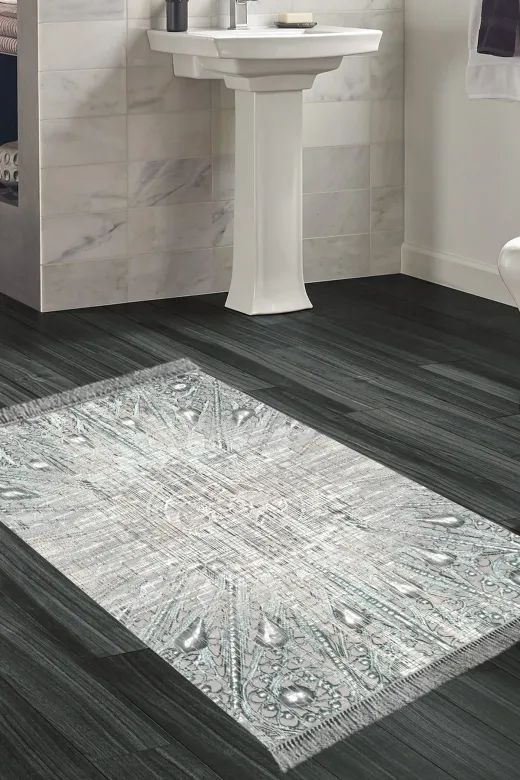 Alanur Home 743-Trend-Banyo Eko Trend Djt Banyo Paspası Yıkanabilir Kaymaz Taban 743 Modern Mavi