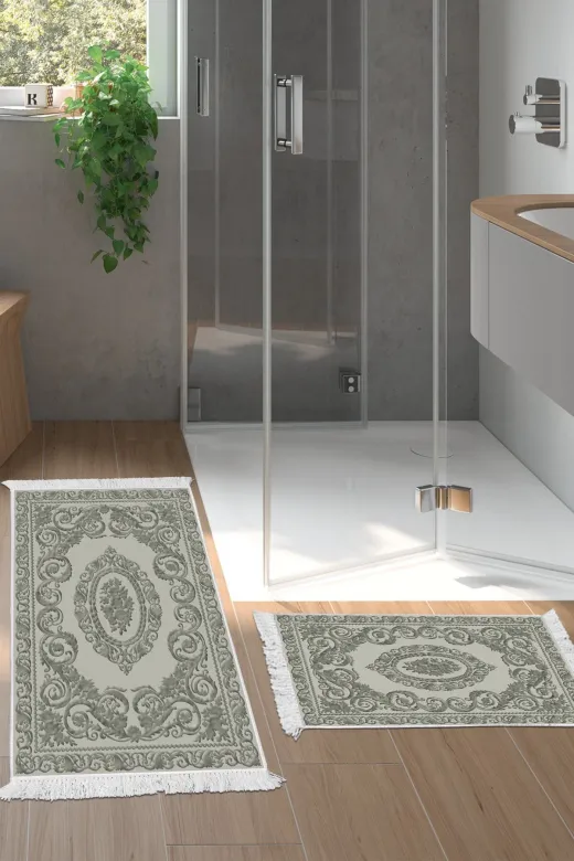 Alanur Home 747-eko-klozet-2-K-S Eko Trend Djt 2 Li Yıkanabilir Kaymaz Taban Banyo Paspas 747 Klasik Gri (50 X 80 - 40 X 50)