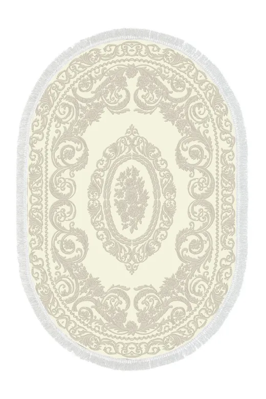 Alanur Home 747-eko-klozet-oval-K-S-Oval Eko Trend Djt 2 Li Yıkanabilir Kaymaz Taban Oval Banyo Paspas 747 Klasik Krem (60 X 100 - 50 X 60)