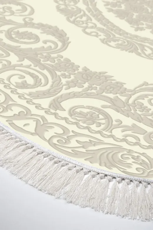 Alanur Home 747-eko-klozet-oval-K-S-Oval Eko Trend Djt 2 Li Yıkanabilir Kaymaz Taban Oval Banyo Paspas 747 Klasik Krem (60 X 100 - 50 X 60)