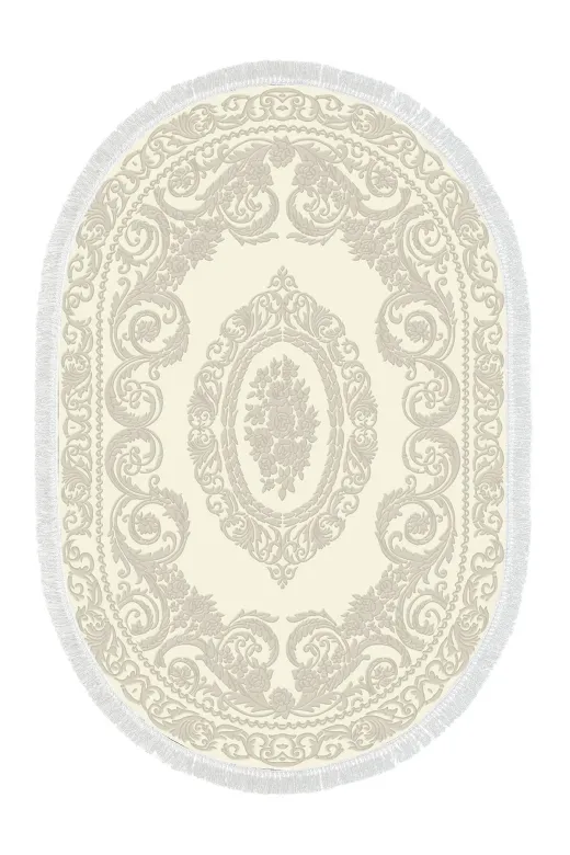 Alanur Home 747-Trend-Banyo-Oval Eko Trend Djt Banyo Paspası Yıkanabilir Kaymaz Taban 747 Oval Klasik Krem