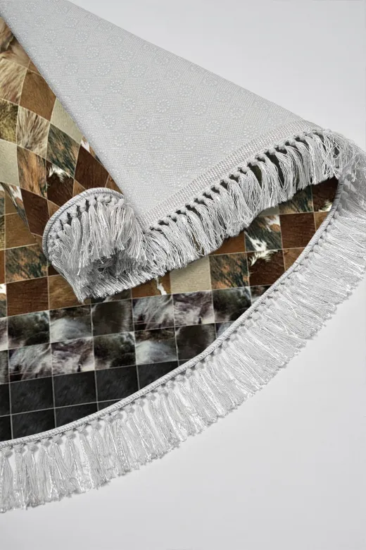 Alanur Home 759-eko-klozet-oval-K-S-Oval Eko Trend Djt 2 Li Yıkanabilir Taban Oval Banyo Paspas 759 Patchwork Siyah (60 X 100 - 50 X 60)
