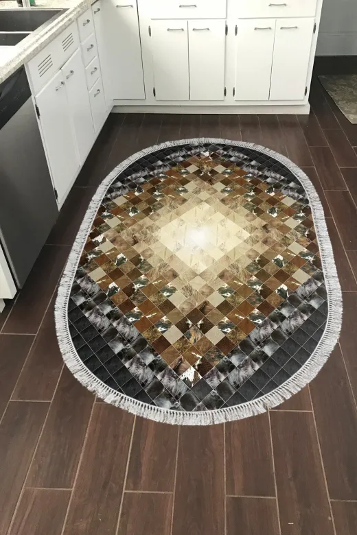 Alanur Home 759-Trend-Oval Eko Trend Djt Halı Yıkanabilir Kaymaz Taban 759 Oval Patchwork Siyah