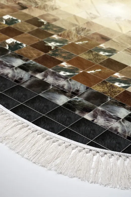 Alanur Home 759-Trend-Oval Eko Trend Djt Halı Yıkanabilir Kaymaz Taban 759 Oval Patchwork Siyah