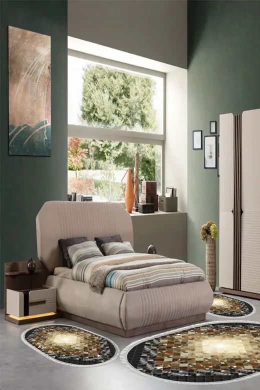 Alanur Home 759-yatak-3-pcs-K-S Eko Trend Djt Yıkanabilir Kaymaz Taban 3 Lü Yatak Odası Takımı 759 Patchwork Siyah