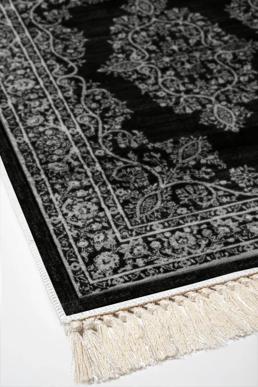 Alanur Home 761-eko-klozet-2-K-S Eko Trend Djt 2 Li Yıkanabilir Kaymaz Taban Banyo Paspas 761 Osmanli Siyah (50 X 80 - 40 X 50)