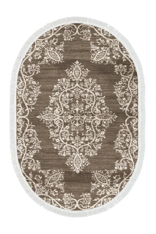 Alanur Home 762-eko-klozet-oval-2-K-S-Oval Eko Trend Djt 2 Li Yıkanabilir Kaymaz Taban Oval Banyo Paspas 762 Osmanli Vizon (50 X 80 - 40 X 50)