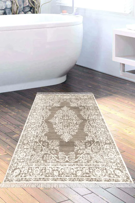 Alanur Home 762-Trend-Banyo Eko Trend Djt Banyo Paspası Yıkanabilir Kaymaz Taban 762 Osmanlı Vizon