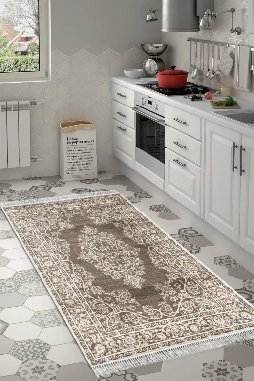 Alanur Home 762-Trend-Banyo Eko Trend Djt Banyo Paspası Yıkanabilir Kaymaz Taban 762 Osmanlı Vizon