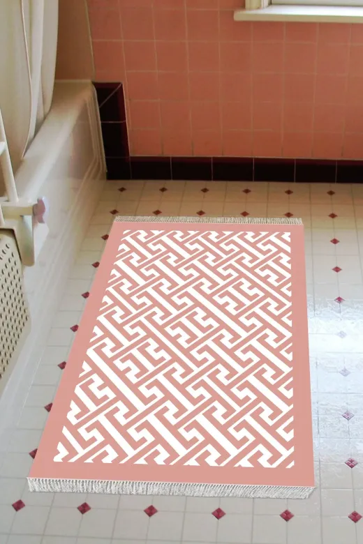 Alanur Home 769-Trend-Banyo Eko Trend Djt Banyo Paspası Yıkanabilir Kaymaz Taban 769 Modern Pudra