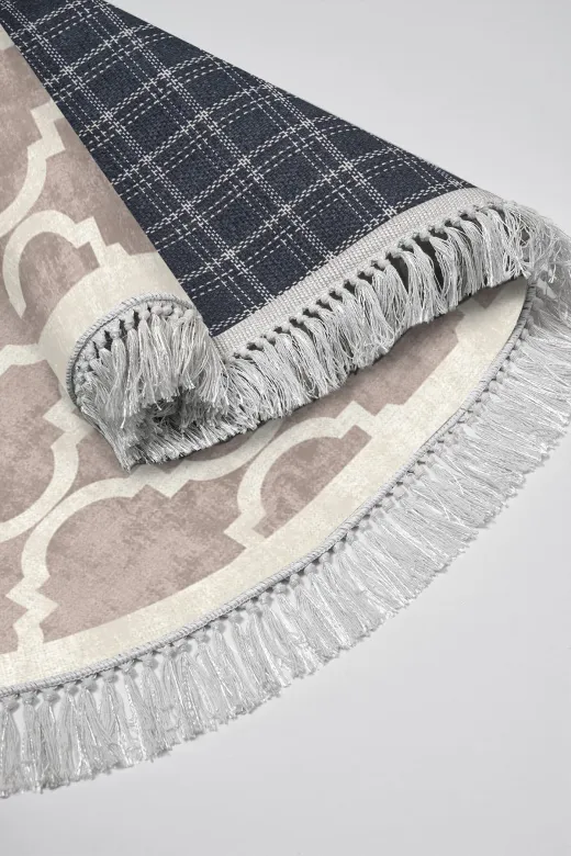 Alanur Home 900601-Oval Krem Desenli Halı