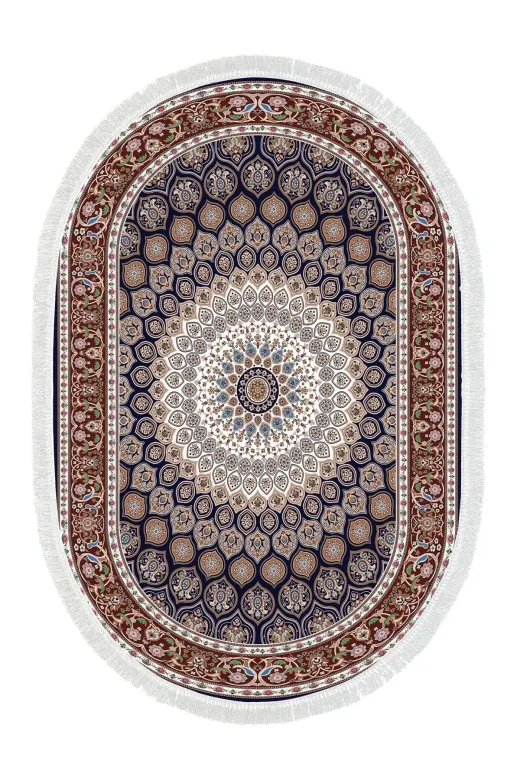 Alanur Home 900643-P-S-Oval Alanur Star Pamuk Tabanlı Saçaklı Dijital Halı Oval Kahve