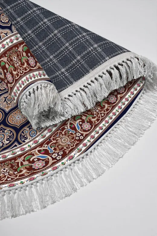 Alanur Home 900643-P-S-Oval Alanur Star Pamuk Tabanlı Saçaklı Dijital Halı Oval Kahve
