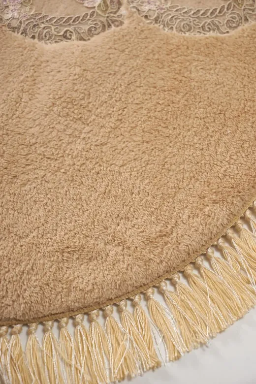 Alanur Home Akasya Welsoft Dantelli 3'lü Banyo Klozet Takımı Cappuccino