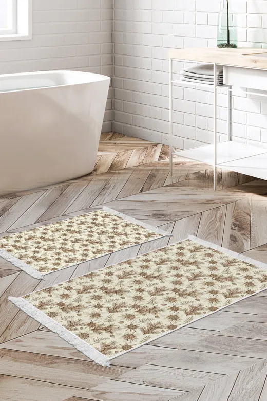 Alanur Home AL5009-sckl-p-klozet Kaymaz Taban Djt Klozet Takımı Star Pamuk Saçaklı Vintage Al5009 Bej