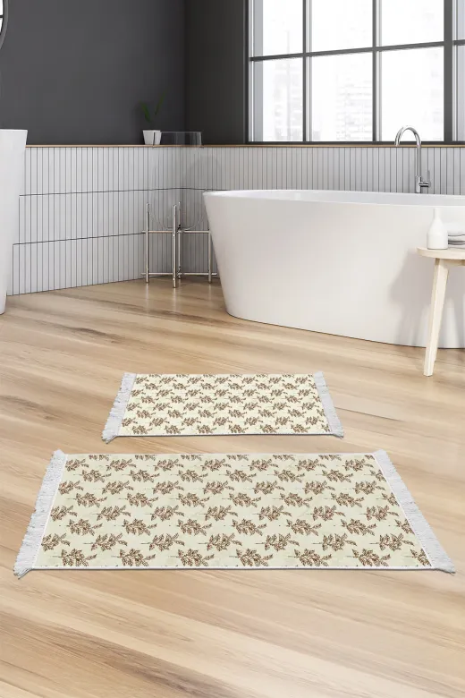 Alanur Home AL5011-sckl-p-klozet Kaymaz Taban Djt Klozet Takımı Star Pamuk Saçaklı Vintage Al5011 Bej
