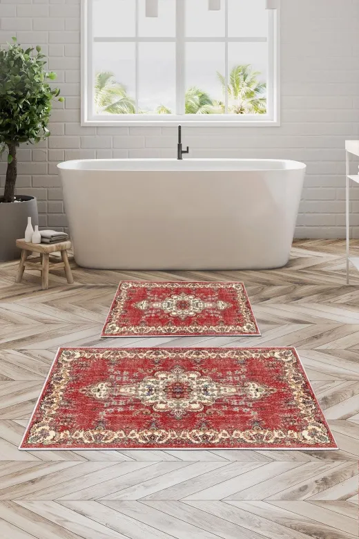 Alanur Home Alanur Trend Kaymaz Taban Dijital Banyo 2'li Klozet Takımı Kt483 Bordo