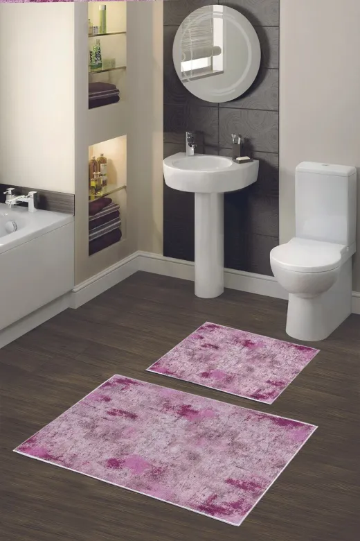 Alanur Home Alanur Trend Kaymaz Taban Dijital Banyo Takımı Kt495 Pembe