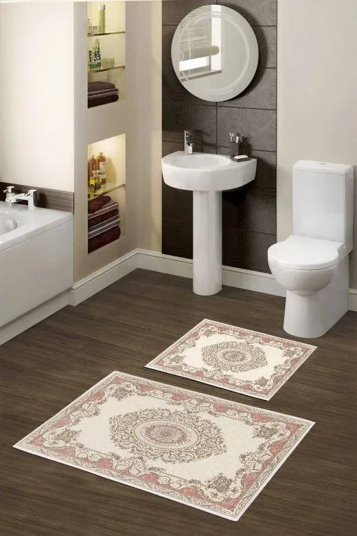 Alanur Home Alanur Trend Kaymaz Taban Dijital Banyo Takımı Kt453 Pudra