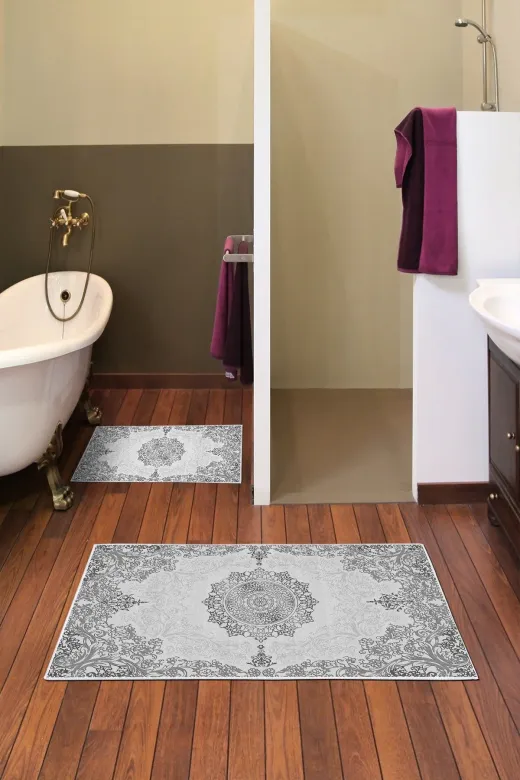 Alanur Home Alanur Trend Kaymaz Taban Dijital Banyo Takımı Kt466 Gri
