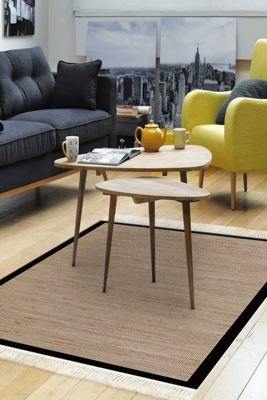 Alanur Home E5001-sckl-k-hali Kaymaz Taban Djt Banyo Mutfak Salon Halı  Trend Saçaklı Dokuma Desen E5001