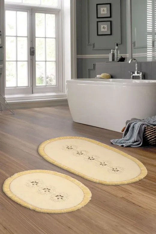 Alanur Home Eyfel Saçaklı Banyo 2'li Klozet Takımı Krem