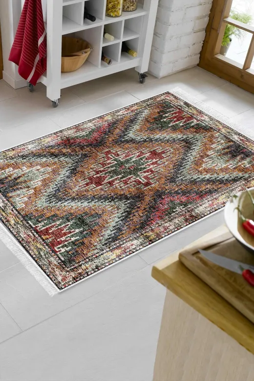 Alanur Home F5003-Trend-Banyo Eko Trend Djt Banyo Paspası Yıkanabilir Kaymaz Taban F5003 Iskandinav Renkli
