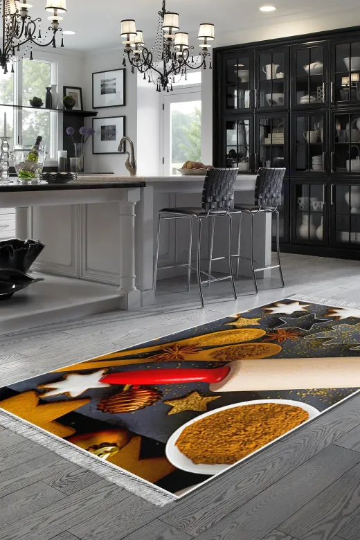 Alanur Home F5064-Trend-Mutfak Eko Trend Djt Mutfak Halı Yıkanabilir Kaymaz Taban F5064 Renkli