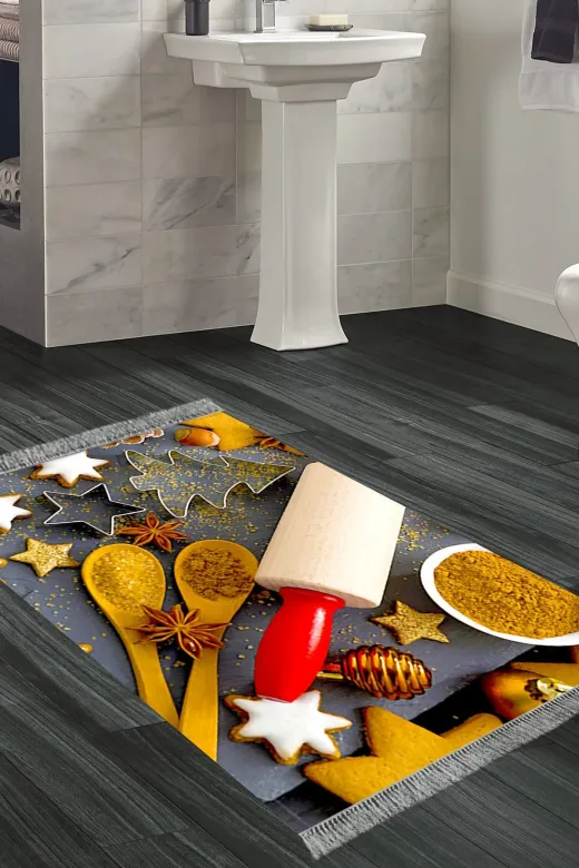 Alanur Home F5064-Trend-Mutfak Eko Trend Djt Mutfak Halı Yıkanabilir Kaymaz Taban F5064 Renkli