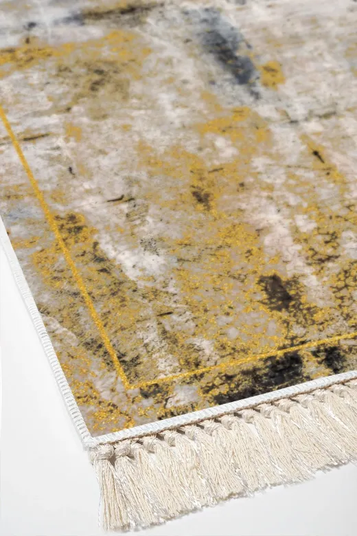 Alanur Home M12271-eko-klozet-K-S Eko Trend Djt 2 Li Yıkanabilir Kaymaz Taban Banyo Paspas M12271 Modern Hardal (60 X 100 - 50 X 60)