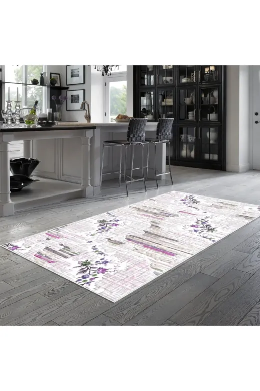 Alanur Home Mu105-K-Pudra Alanur Trend Keçe Tabanlı Mutfak Halı Mu105 Pudra