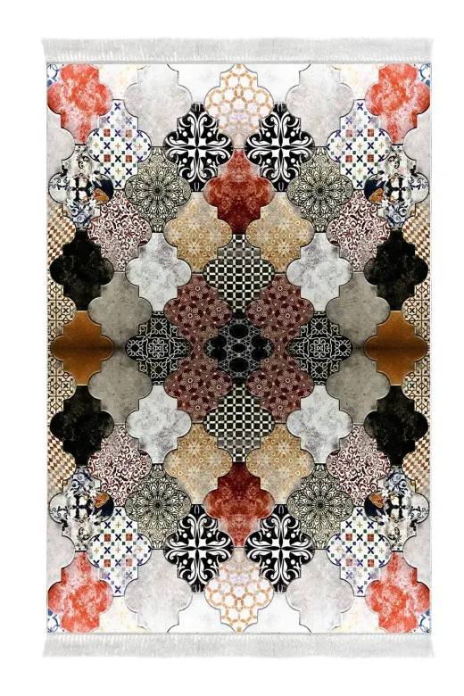 Alanur Home Mu120-Trend-Banyo Eko Trend Djt Banyo Paspası Yıkanabilir Kaymaz Taban Mu120 Patchwork Renkli