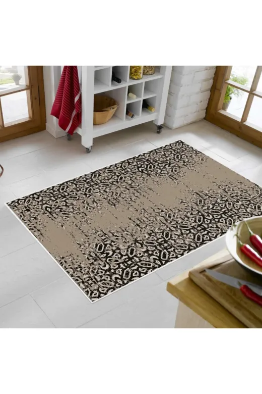 Alanur Home Mu123-K-Kahve Alanur Trend Keçe Tabanlı Mutfak Halı Mu123 Kahve