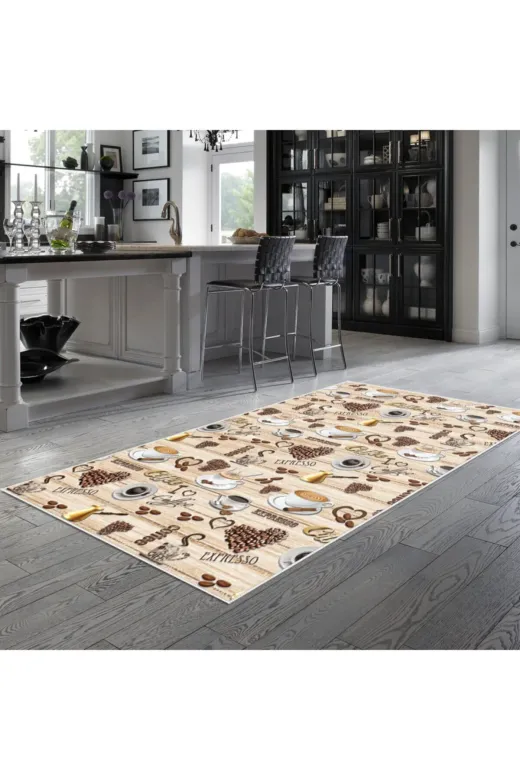 Alanur Home Mu140-K-Kahve Alanur Trend Keçe Tabanlı Mutfak Halı Mu140 Kahve