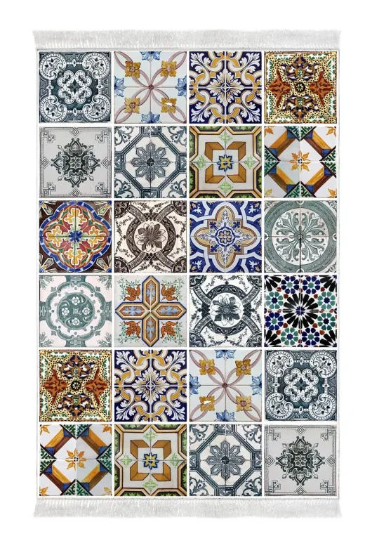 Alanur Home Mu144-Trend-Banyo Eko Trend Djt Banyo Paspası Yıkanabilir Kaymaz Taban Mu144 Patchwork Renkli
